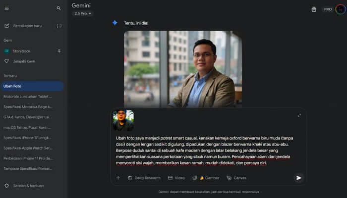 Edit Foto Seperti Studio Profesional Menggunakan Google Gemini AI