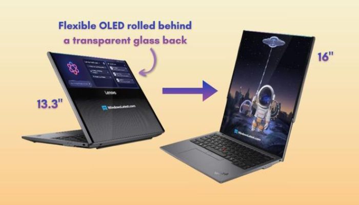 Laptop Rollable Futuristis Muncul Jelang CES 2026 dengan Layar Transparan